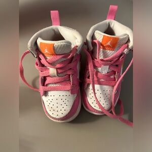 Toddler 5C Michael Jordan hot pink and white high tops.